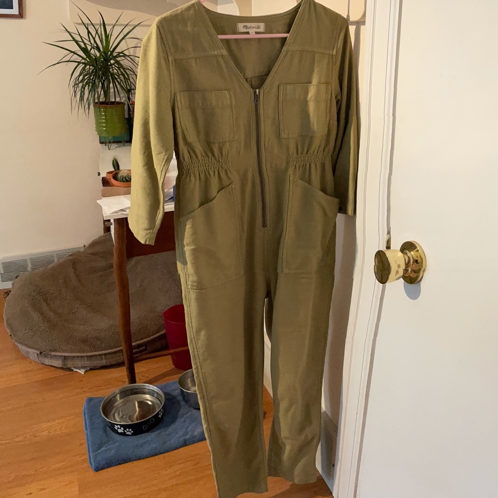 Navy green coverall jumpsuit